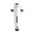 Ein weißer Automatikfilter mit Manometer ist in der Mitte zwischen zwei Messingschraubverbindungen.